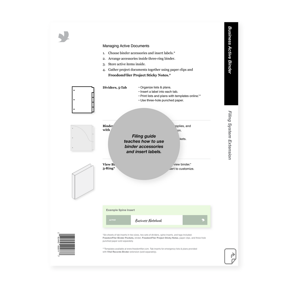 filing guide, business, active binder