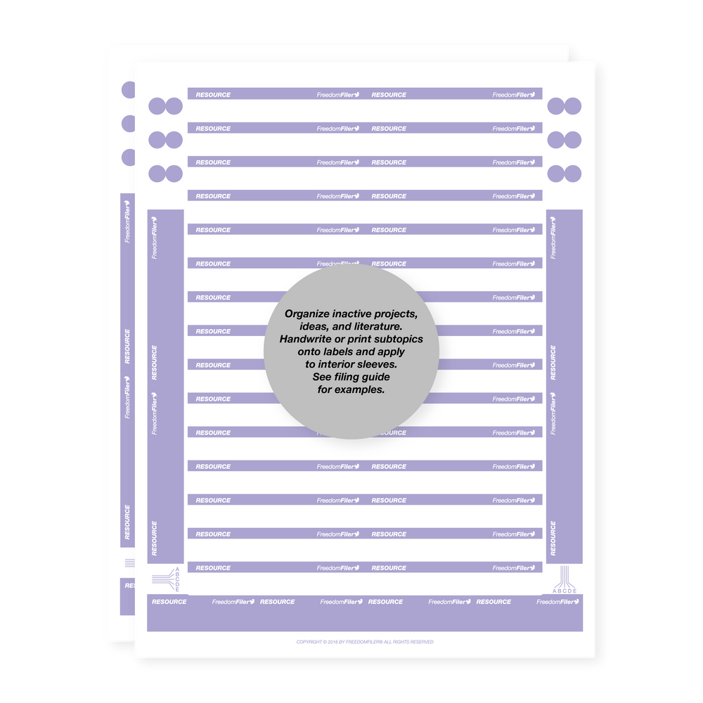 filing system labels, business interior, 1/3 tab, purple