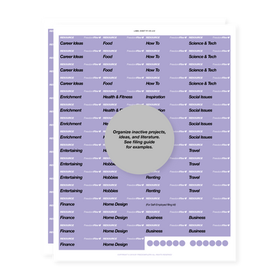 filing system labels, home, 1/5 tab, purple