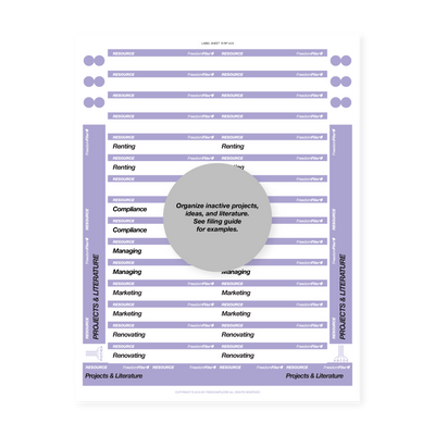 filing system labels, rental property, 1/3 tab, purple