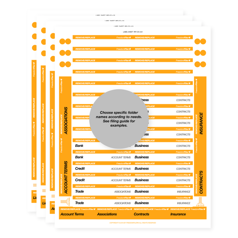 filing system labels, self-employed businesses, third-tab, orange