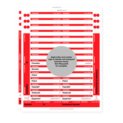 filing system labels, self-employed businesses, third-tab, red