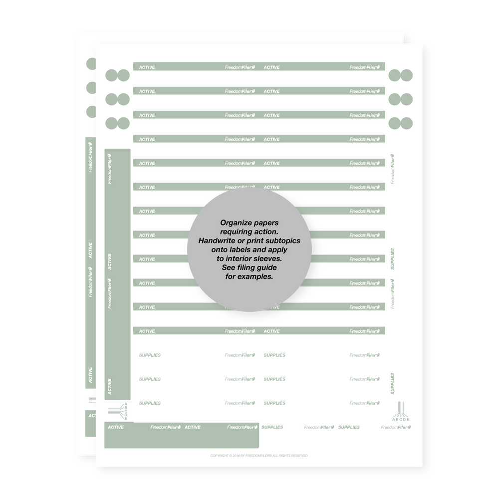 filing system labels, self-employed, interior file, gray