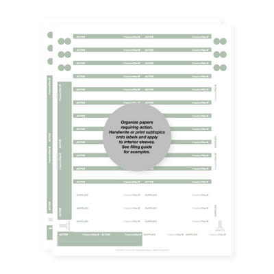 filing system labels, self-employed, interior file, gray