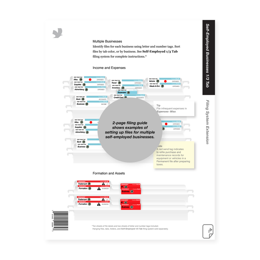 filing guide, self-employed businesses, 1/3-tab