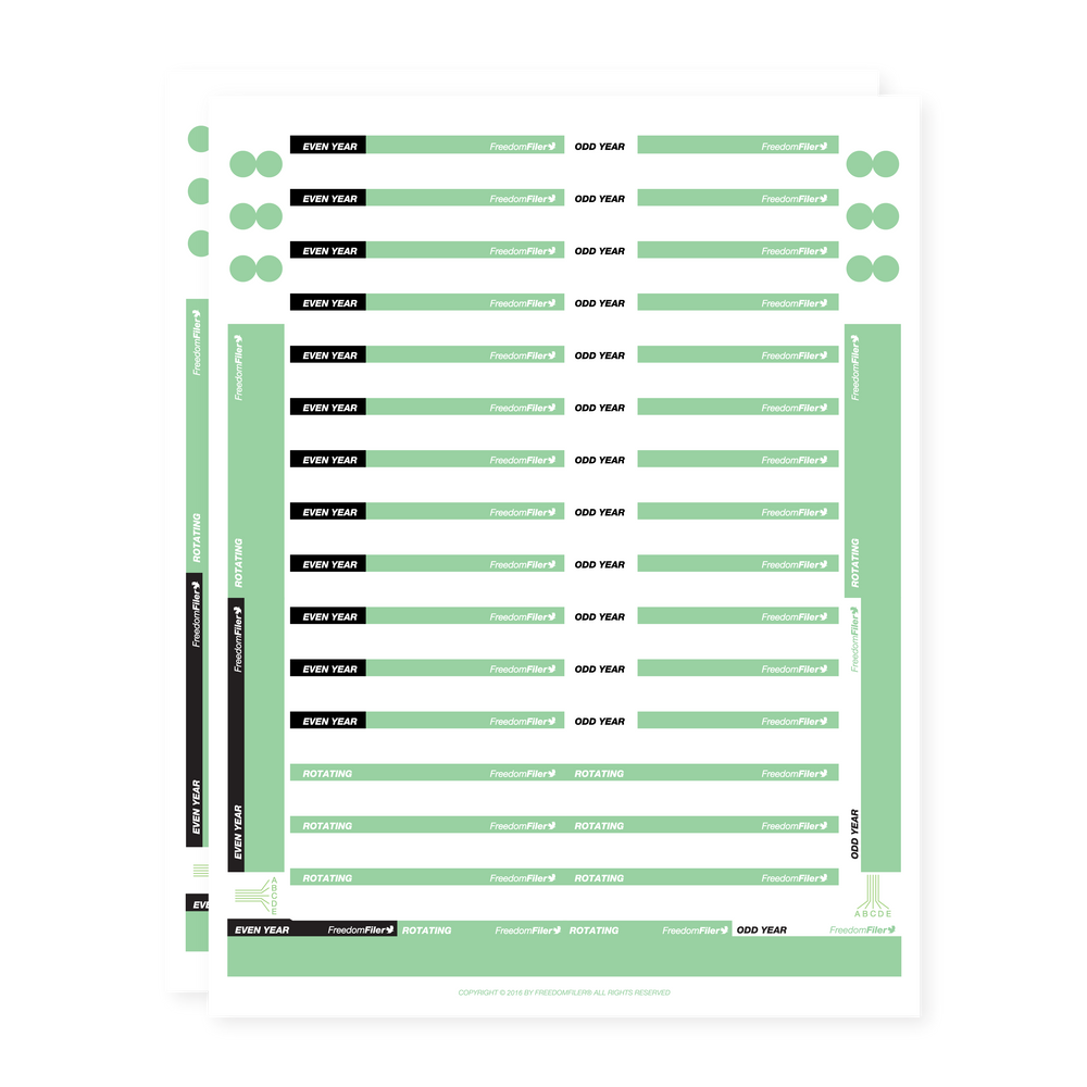 filing system labels, 1/3-cut, green