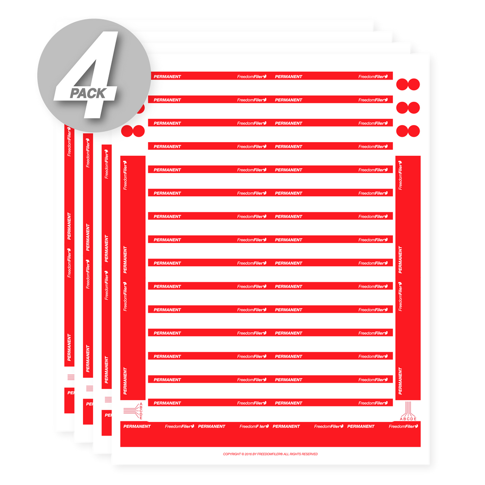 filing system labels, 1/3-cut, red