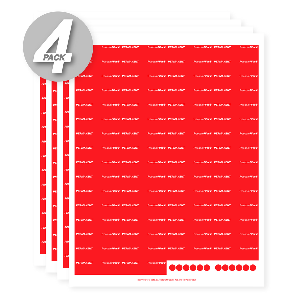 filing system labels, 1/5-cut, red