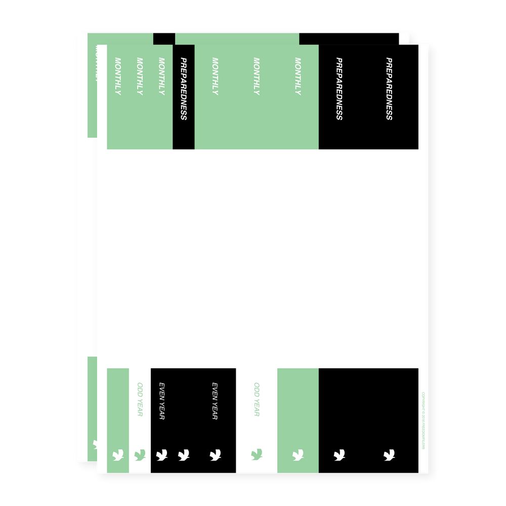 filing system labels, binder spine, green