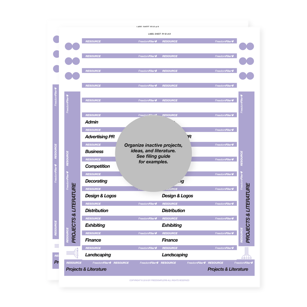 filing system labels, business, 1/3 tab, purple
