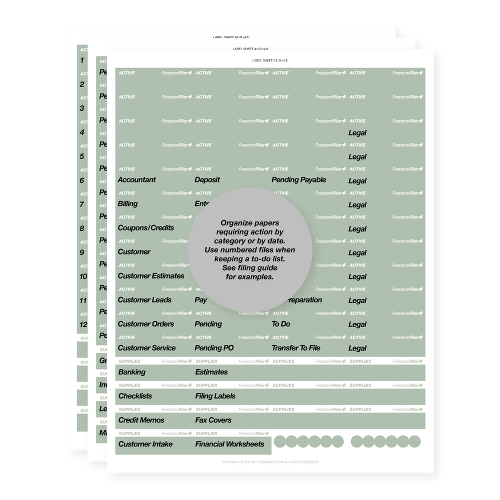 filing system labels, business, 1/5 tab, gray