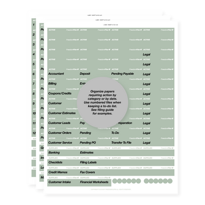 filing system labels, business, 1/5 tab, gray