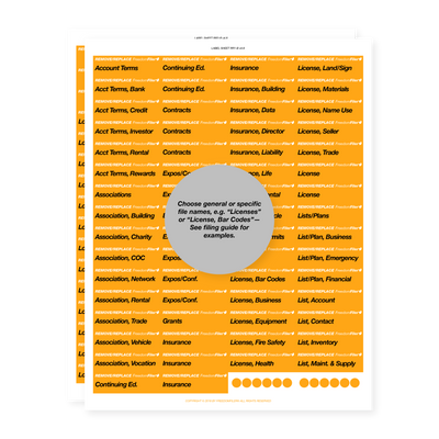 filing system labels, business, 1/5 tab, orange