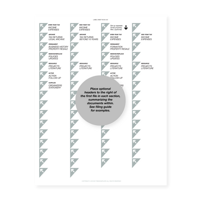 filing system labels, business, 1/5 tab, with arrows