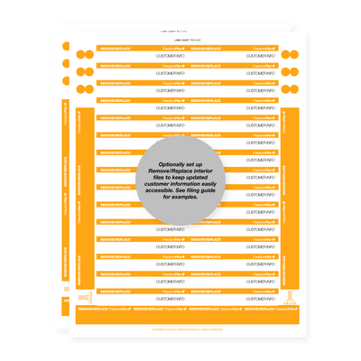 filing system labels, customer & job file, orange