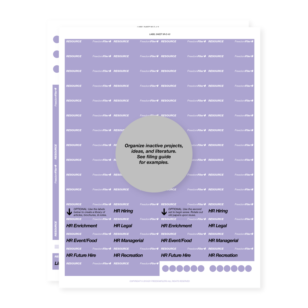filing system labels, employee file, purple