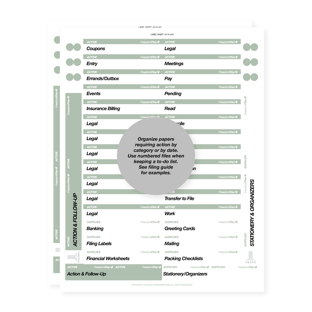 filing system labels, home, 1/3 tab, gray