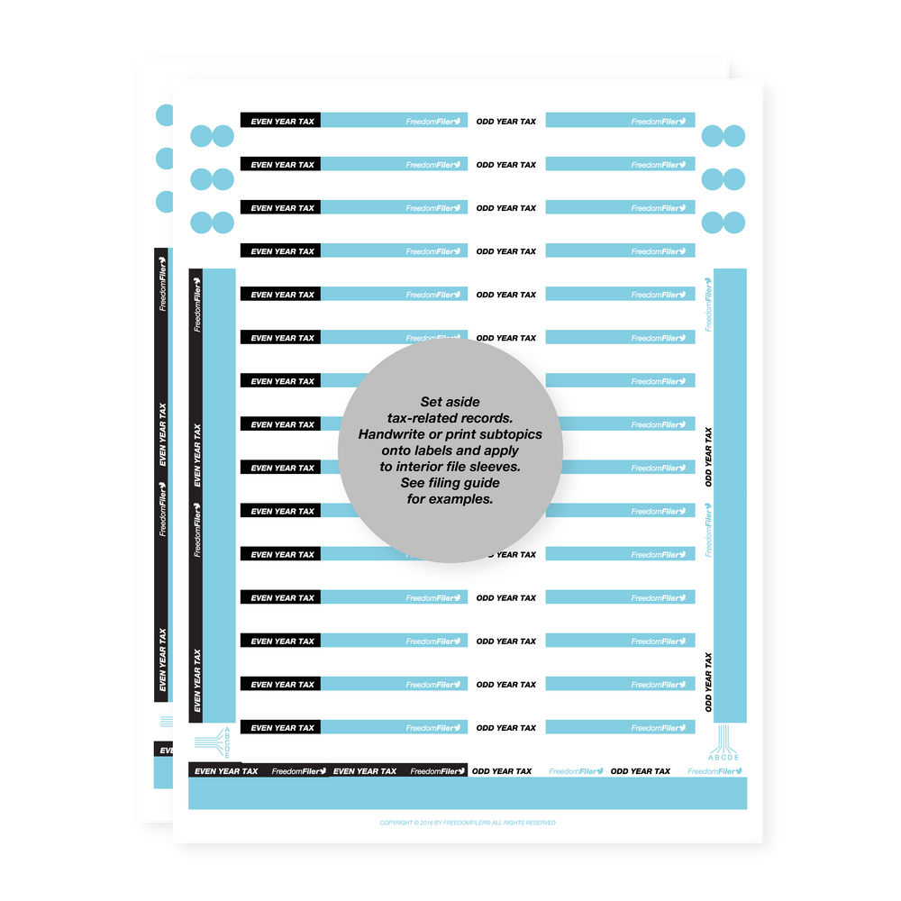 filing system labels, home, interior file, light blue