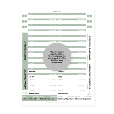 filing system labels, rental property, 1/3 tab, gray