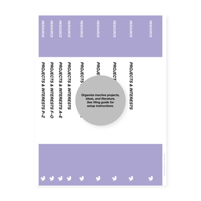 filing system labels, self-employed, binder spine, purple