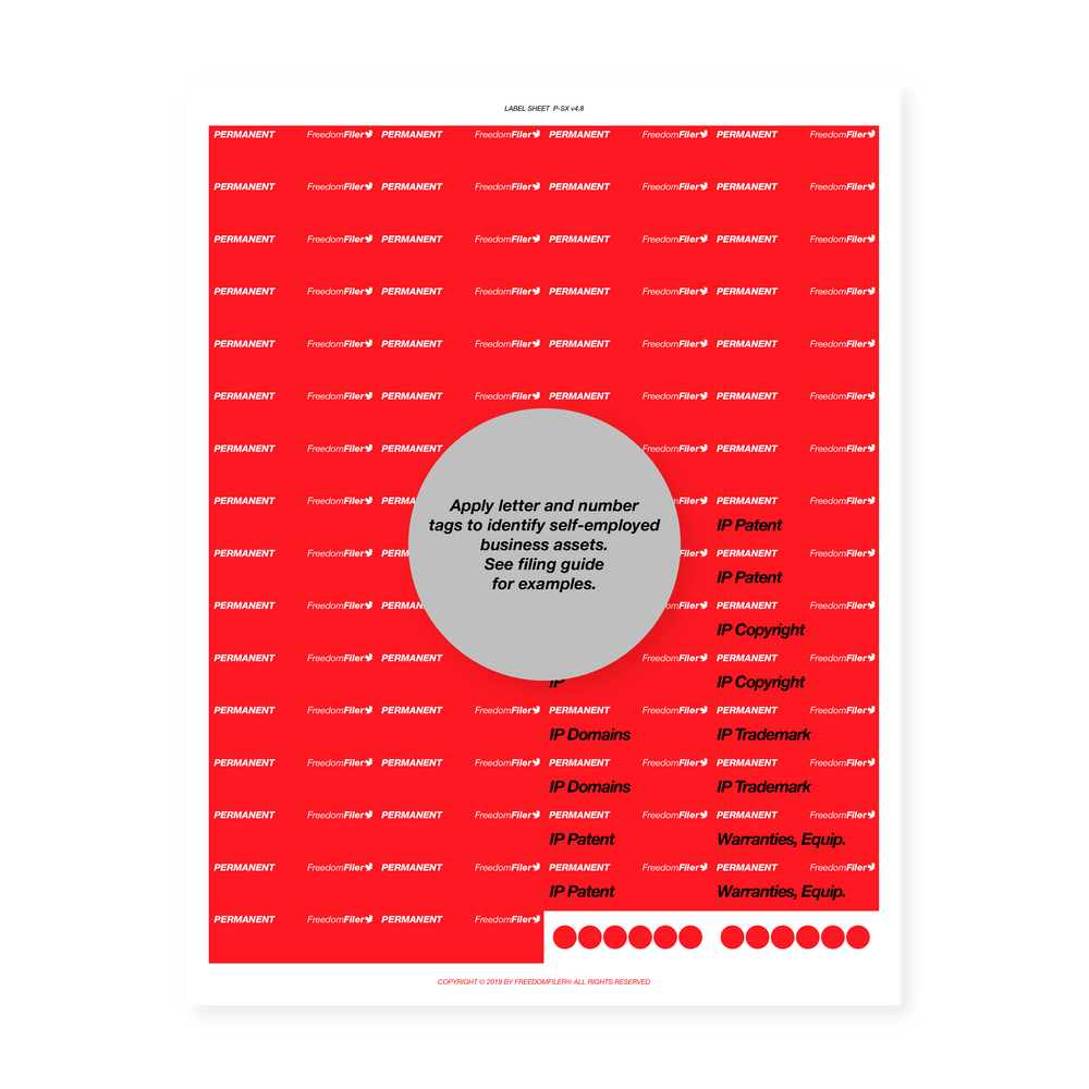 filing system labels, self-employed businesses, 1/5-tab, red