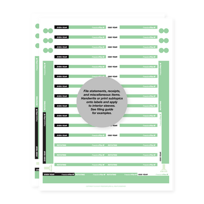 filing system labels, self-employed, interior file, green
