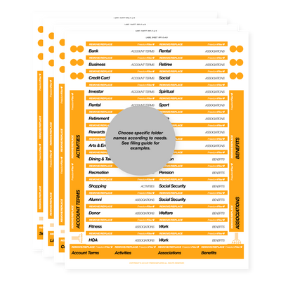 filing system labels, self-employed, third-tab, orange