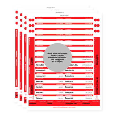 filing system labels, self-employed, third-tab, red