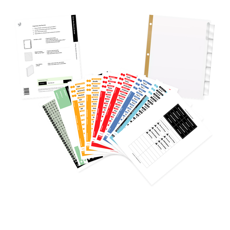home vital records binder filing system kit