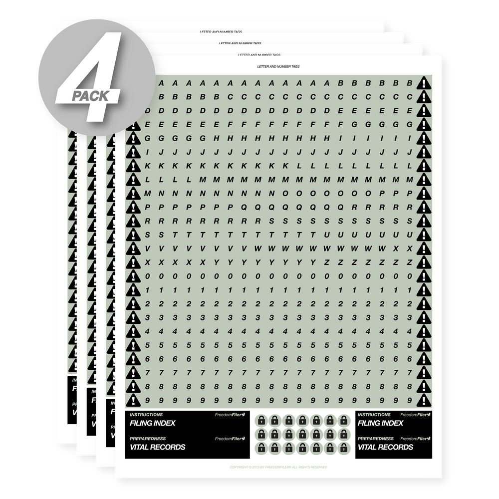 letter and number tags, with confidential tags